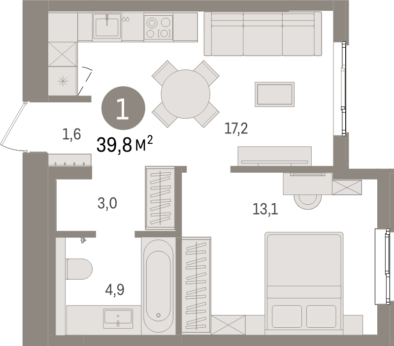 2 ккв (Евро) 39,8 м²