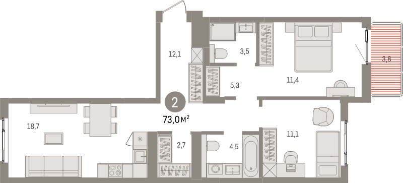 3 ккв (Евро) 73 м²