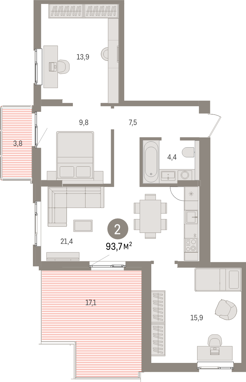 3 ккв (Евро) 93,7 м²