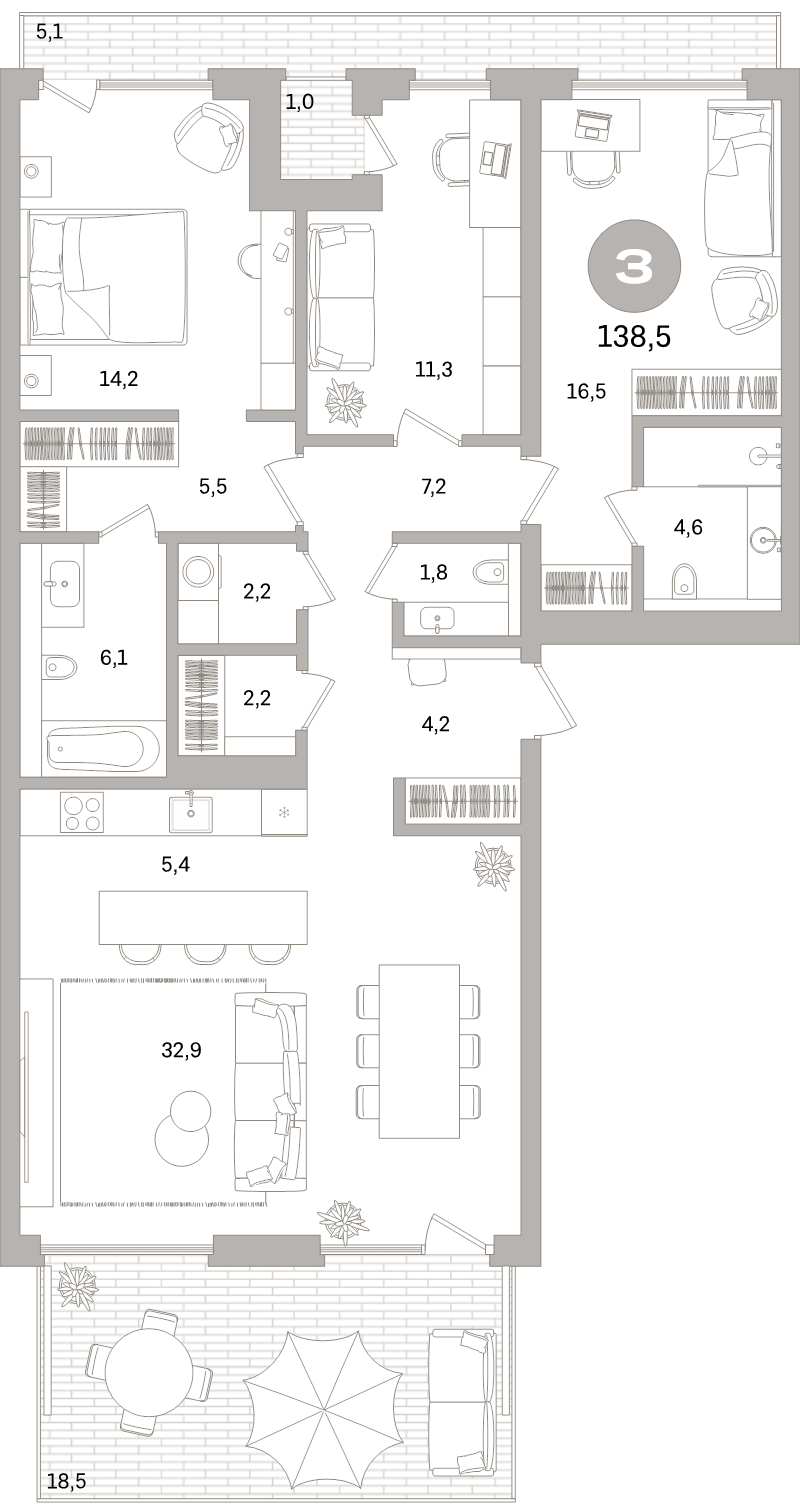 4 ккв (Евро) 138,5 м²