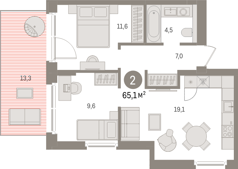 3 ккв (Евро) 65,1 м²