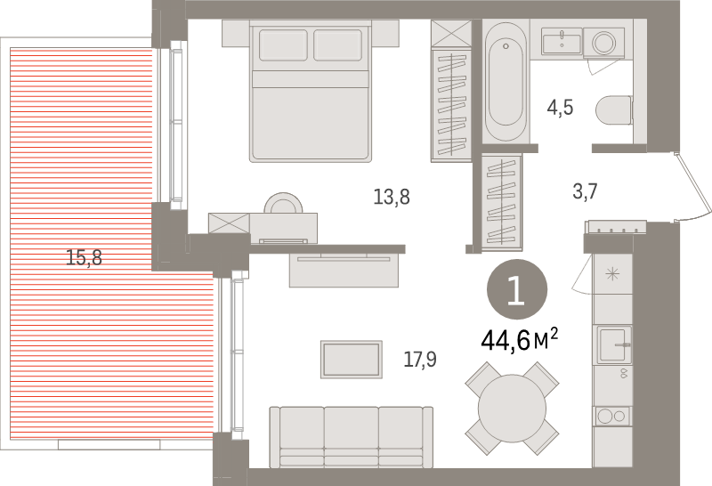 2 ккв (Евро) 55,7 м²