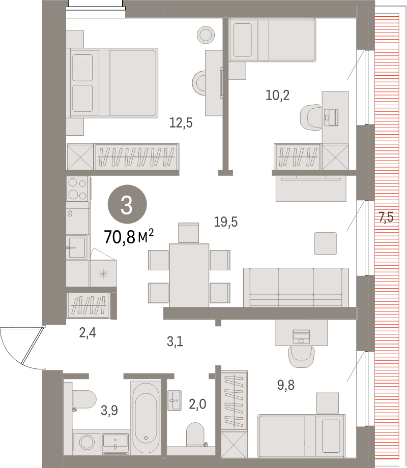 4 ккв (Евро) 71,1 м²