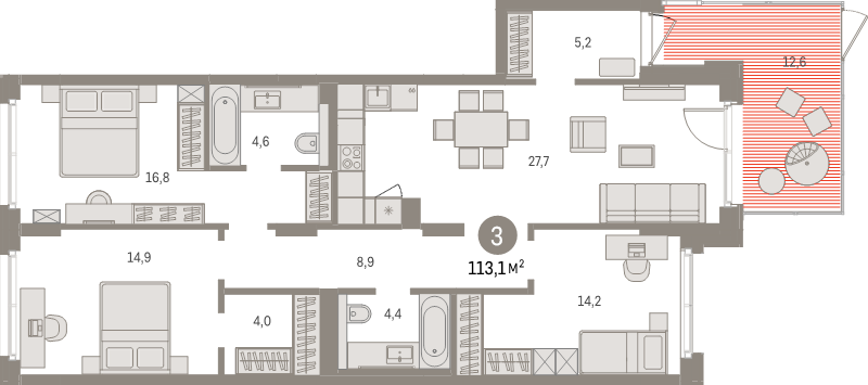 4 ккв (Евро) 113,1 м²