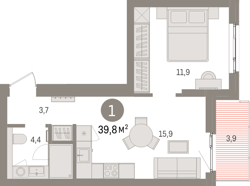 2 ккв (Евро) 39,8 м²