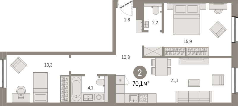 3 ккв (Евро) 70,1 м²