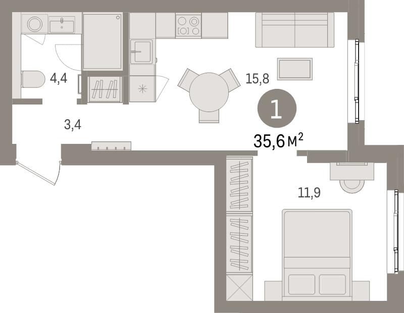 2 ккв (Евро) 39,8 м²