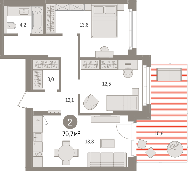 3 ккв (Евро) 79,7 м²