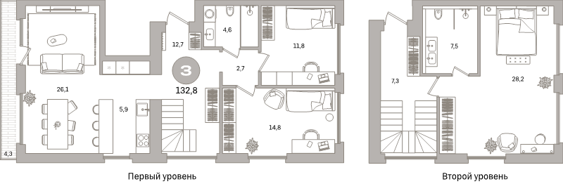 4 ккв (Евро) 127,6 м²
