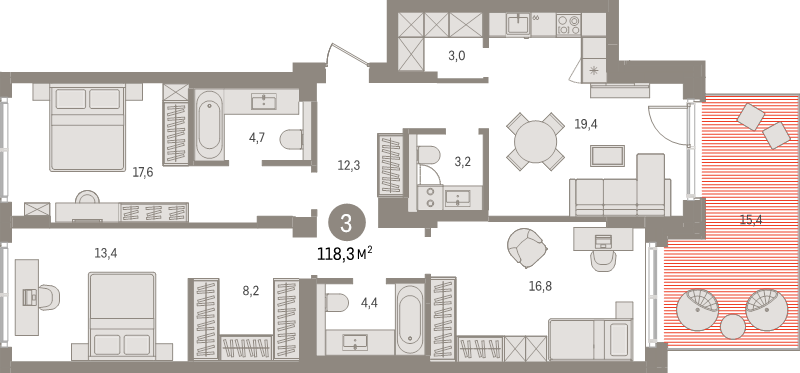 4 ккв (Евро) 118,3 м²