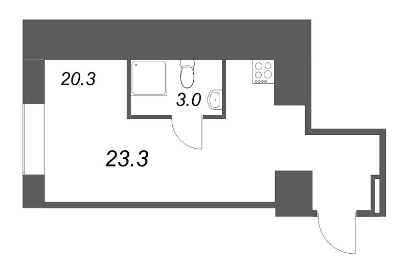 Студия 23,3 м²