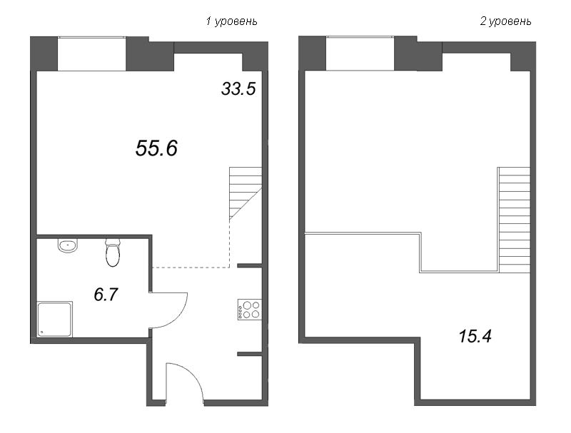 Студия 55,5 м²