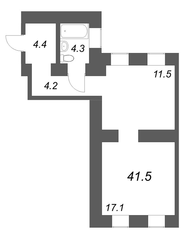 1 ккв 41,5 м²