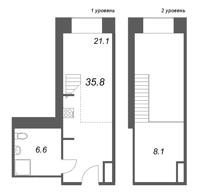 Студия 35,8 м²