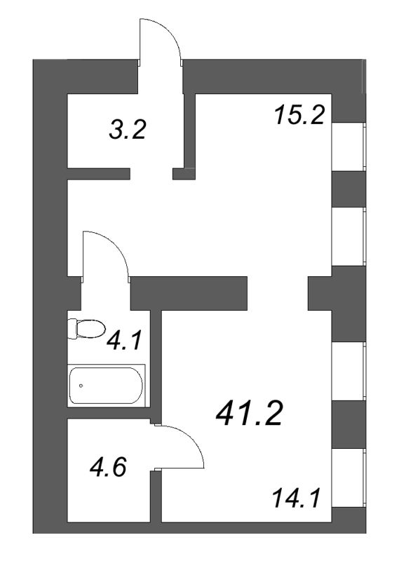 2 ккв (Евро) 41,2 м²