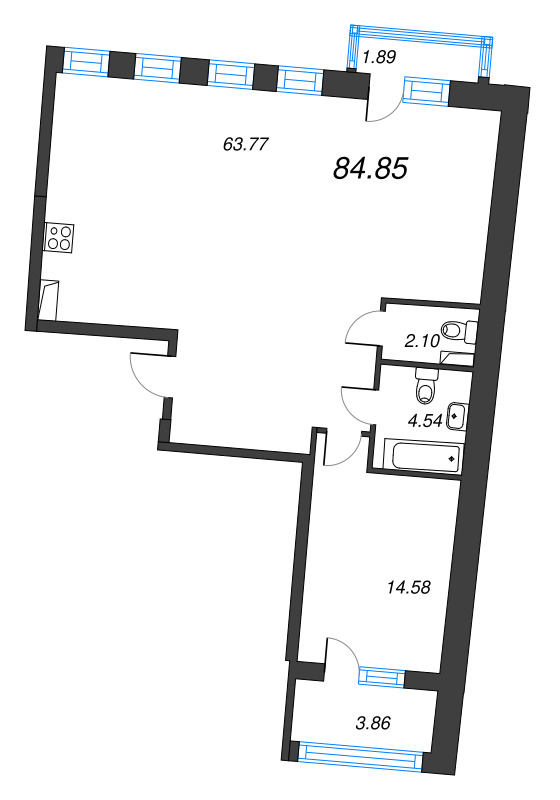 2 ккв (Евро) 87,4 м²