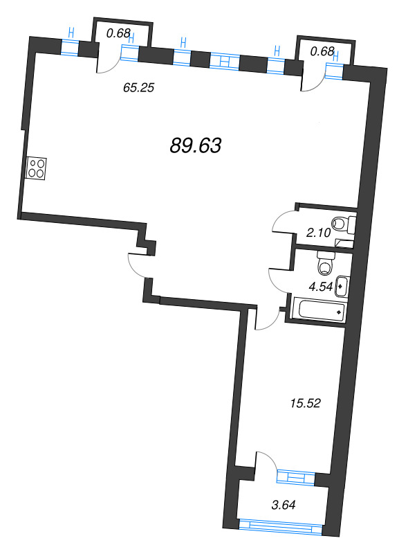 2 ккв (Евро) 89,6 м²