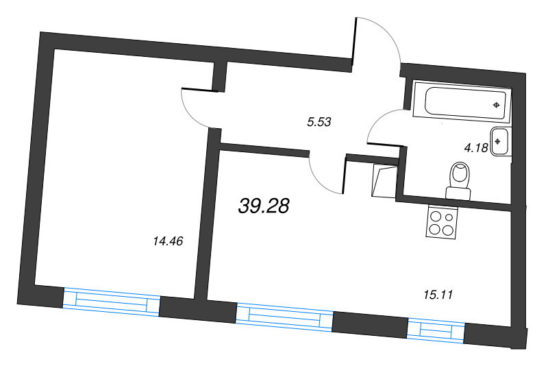 2 ккв (Евро) 39,3 м²