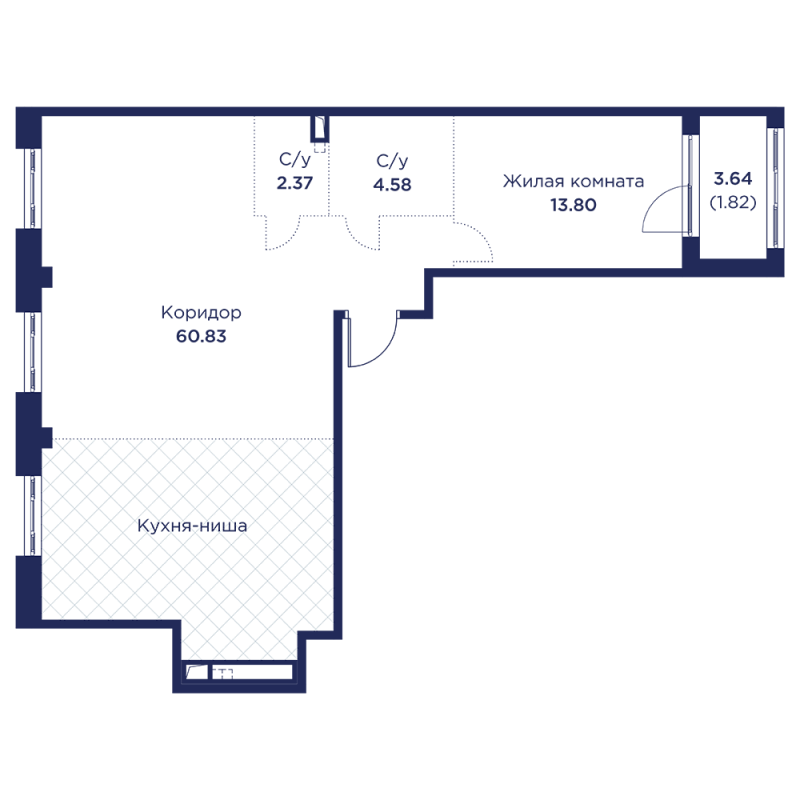 2 ккв (Евро) 83,4 м²