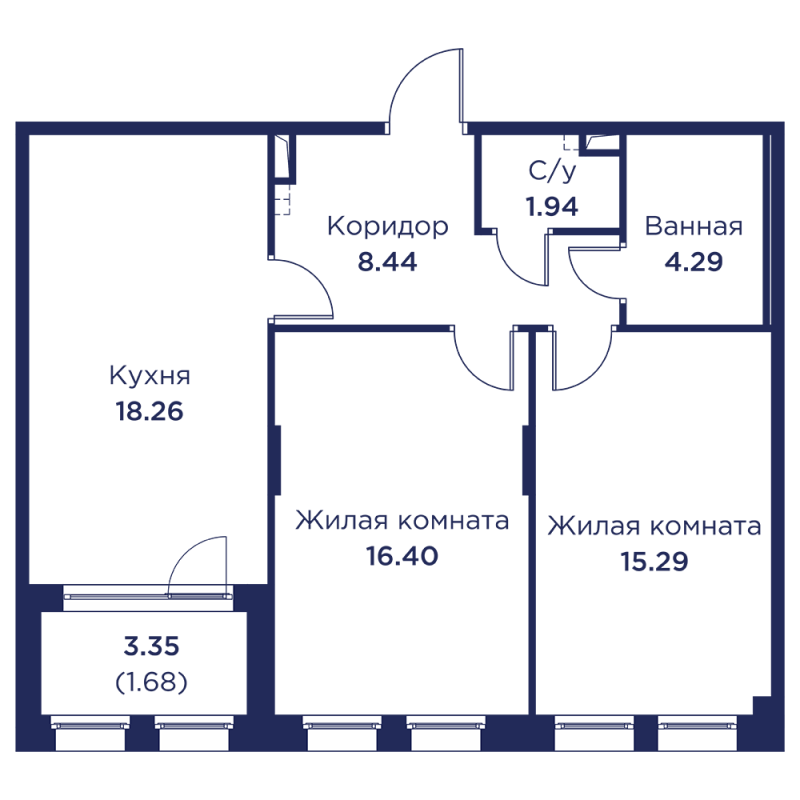 3 ккв (Евро) 66,3 м²