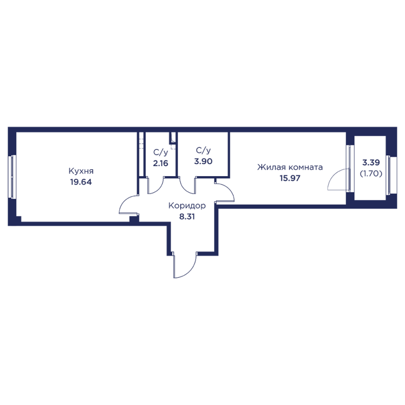2 ккв (Евро) 51,7 м²