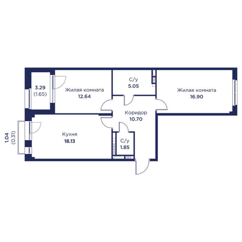 3 ккв (Евро) 67,2 м²