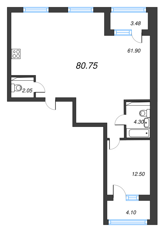 2 ккв (Евро) 83,7 м²