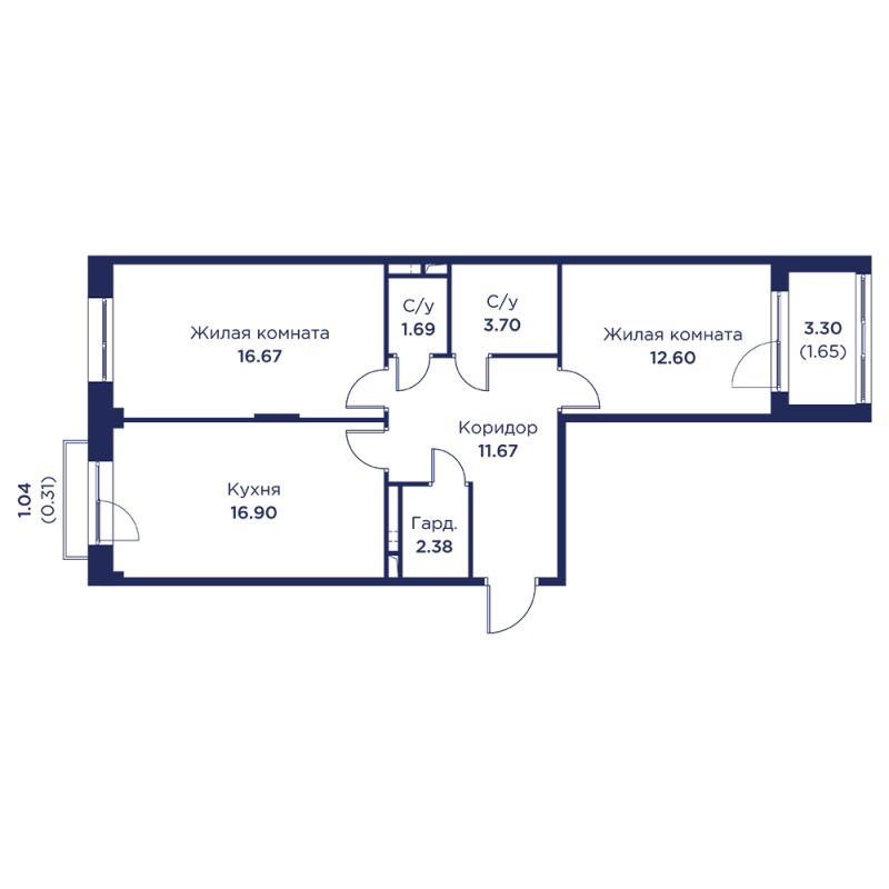 3 ккв (Евро) 67,6 м²