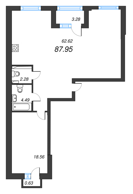 2 ккв (Евро) 89,8 м²