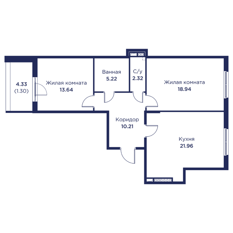 3 ккв (Евро) 73,6 м²