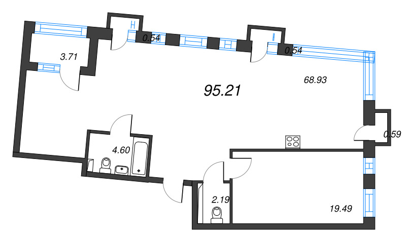 2 ккв (Евро) 97,6 м²