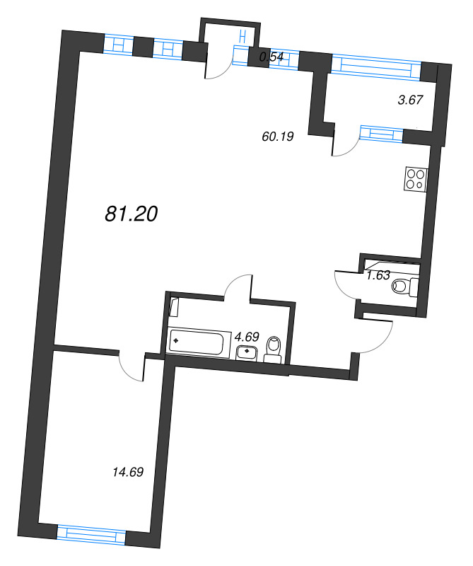 2 ккв (Евро) 82,5 м²