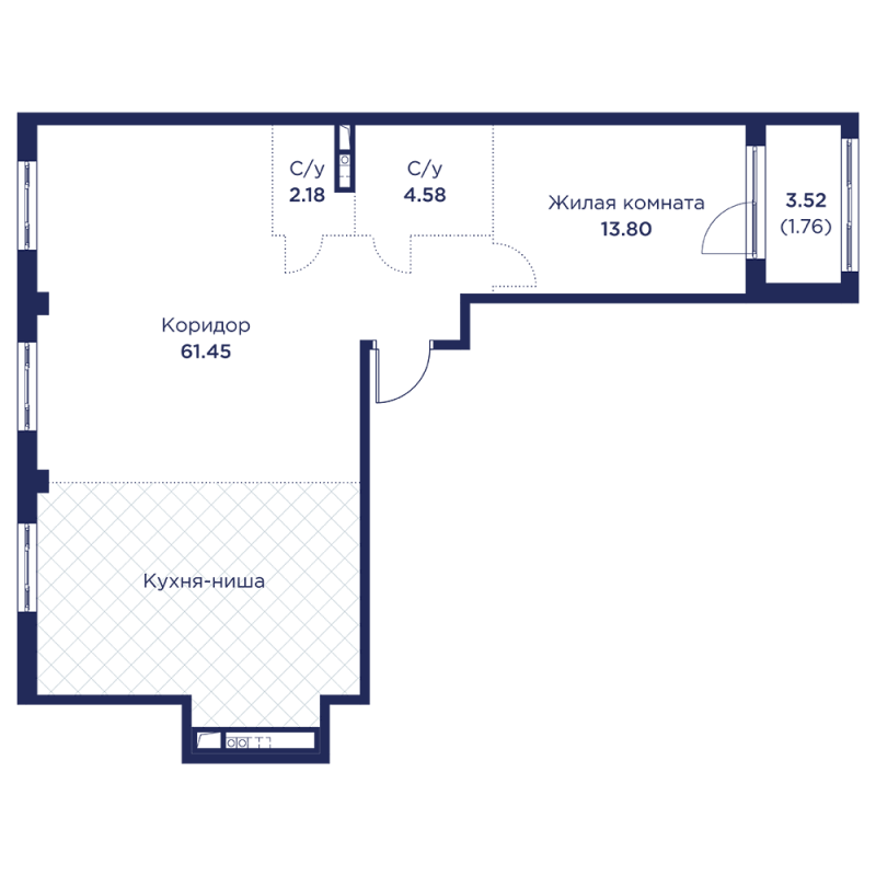2 ккв (Евро) 83,8 м²
