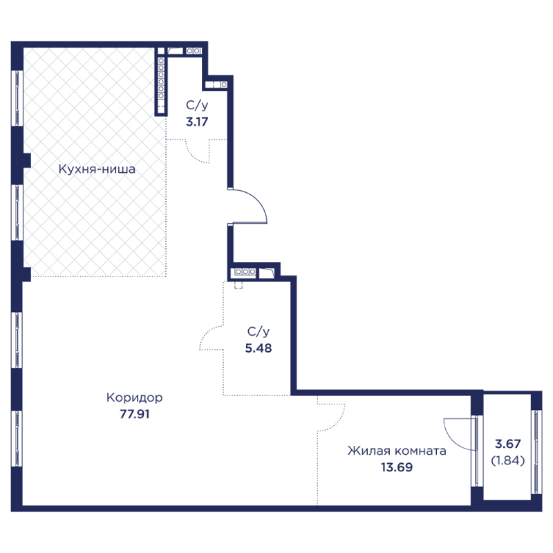 2 ккв (Евро) 102,1 м²
