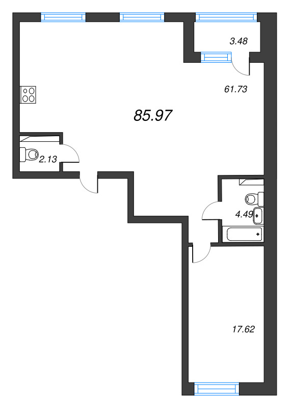 2 ккв (Евро) 87,7 м²