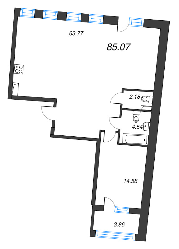 2 ккв (Евро) 87,6 м²