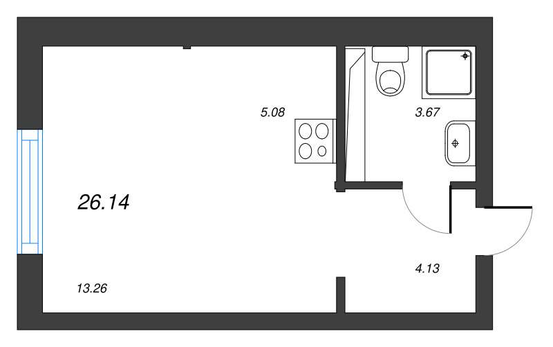 Студия 26,1 м²