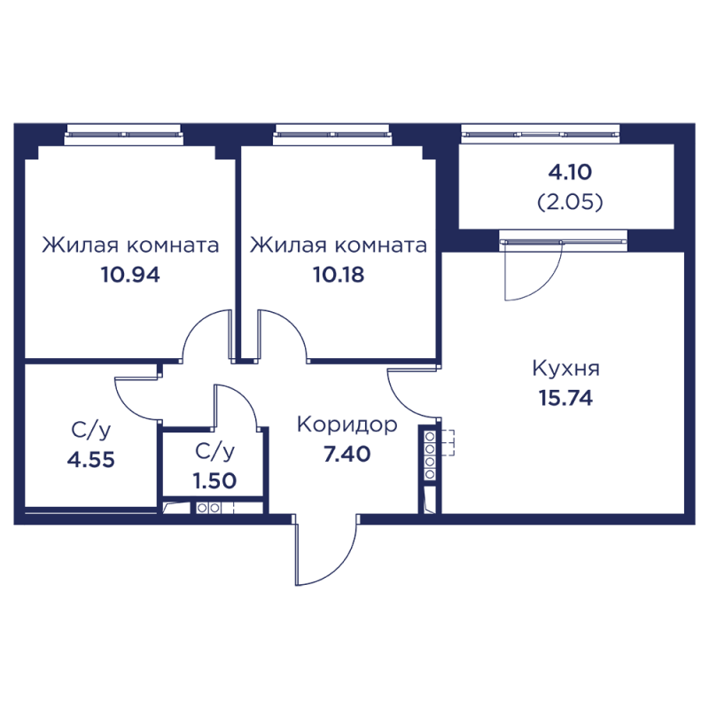 3 ккв (Евро) 52,4 м²