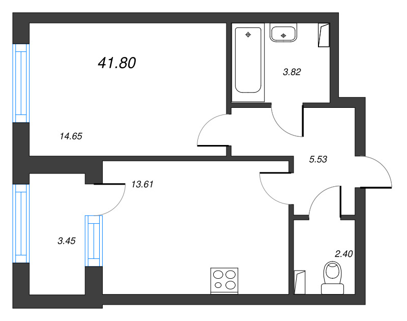 1 ккв 41,8 м²