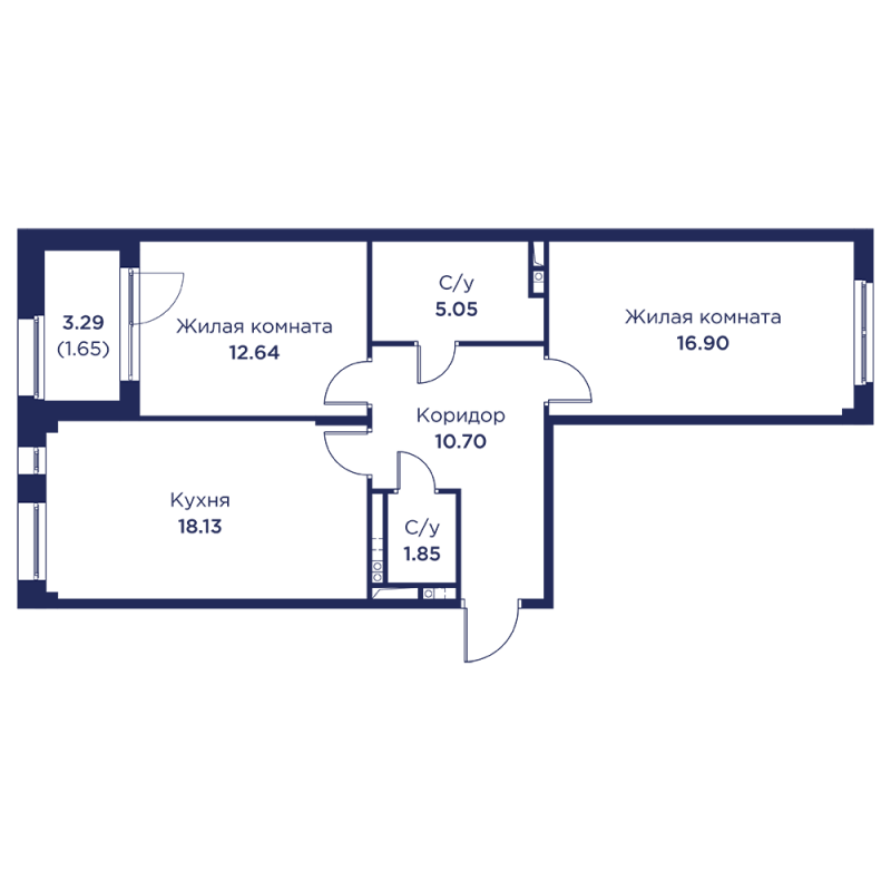 3 ккв (Евро) 66,9 м²
