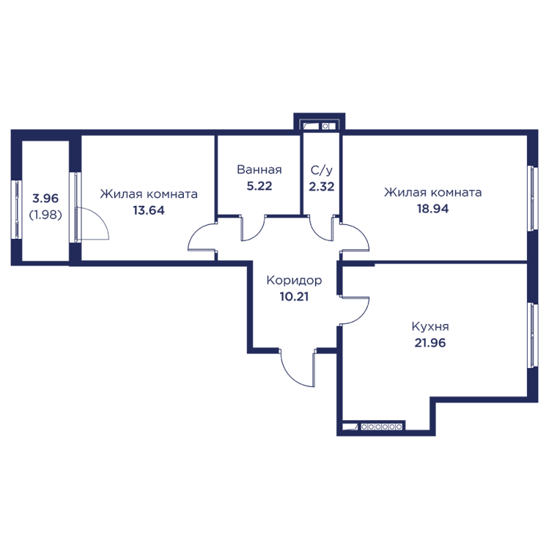 3 ккв (Евро) 74,3 м²