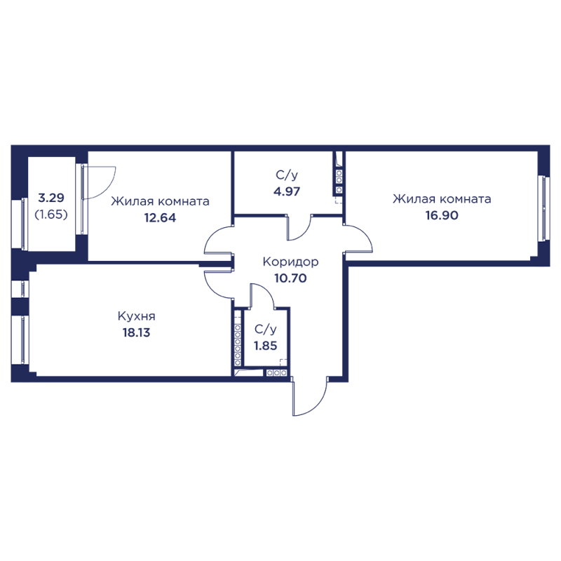3 ккв (Евро) 66,8 м²