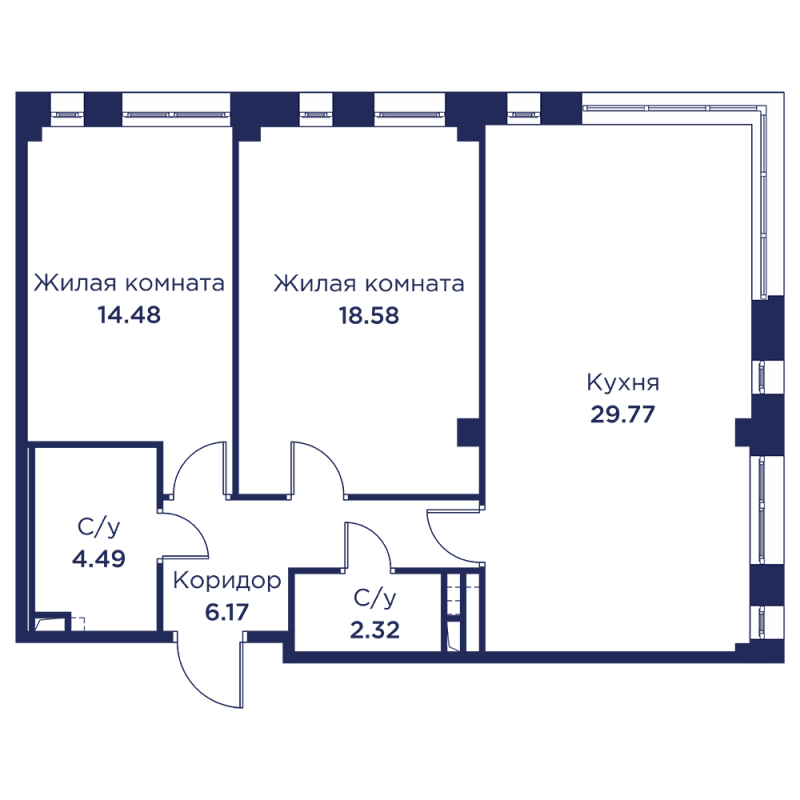 3 ккв (Евро) 75,8 м²