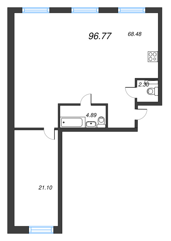 2 ккв (Евро) 96,8 м²