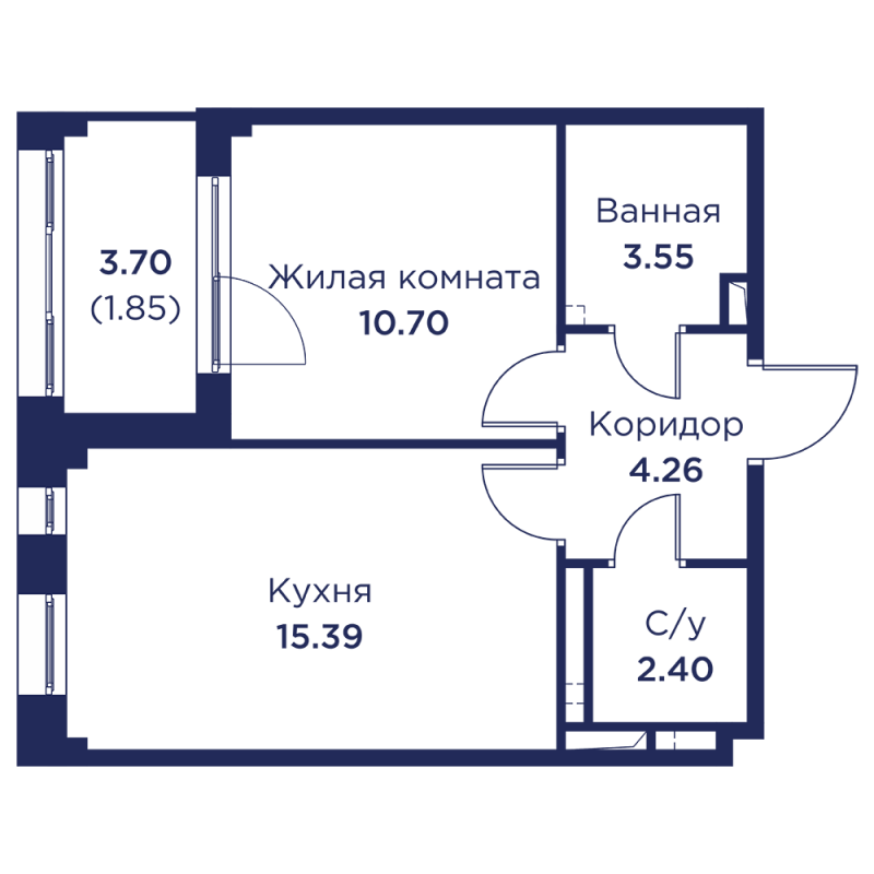 2 ккв (Евро) 38,2 м²