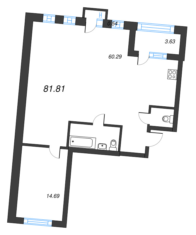 2 ккв (Евро) 83,8 м²