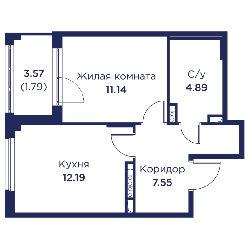 1 ккв 37,6 м²