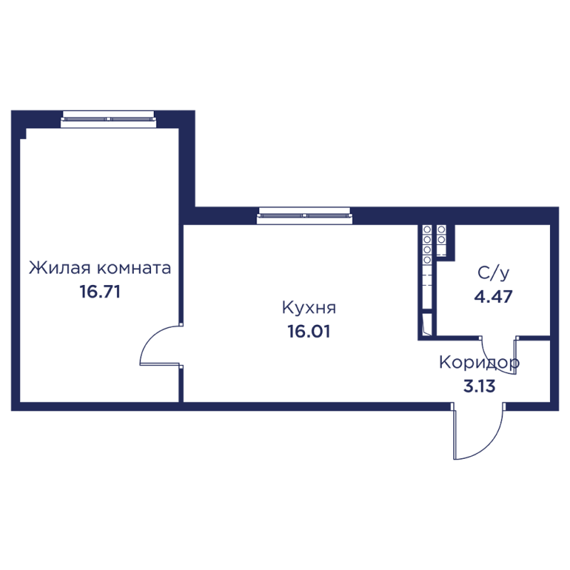 2 ккв (Евро) 40,3 м²