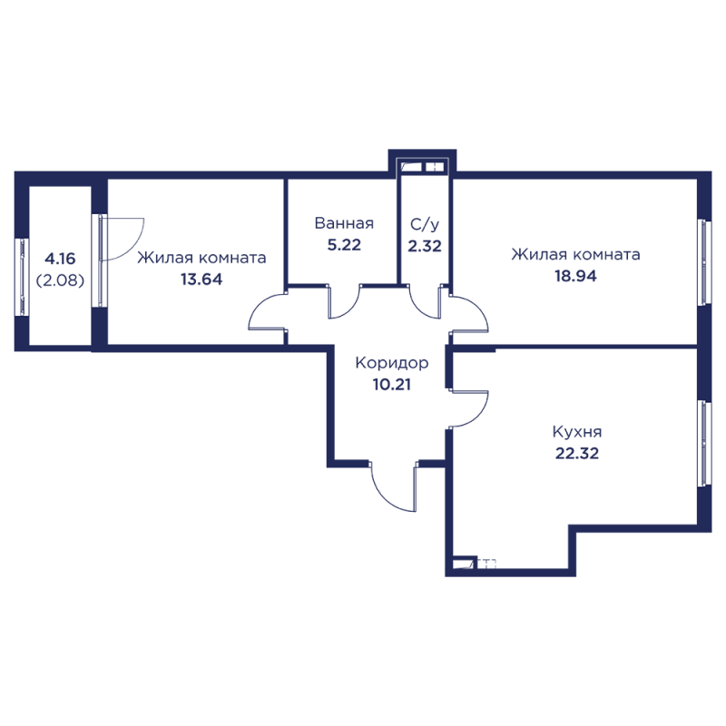 3 ккв (Евро) 74,7 м²