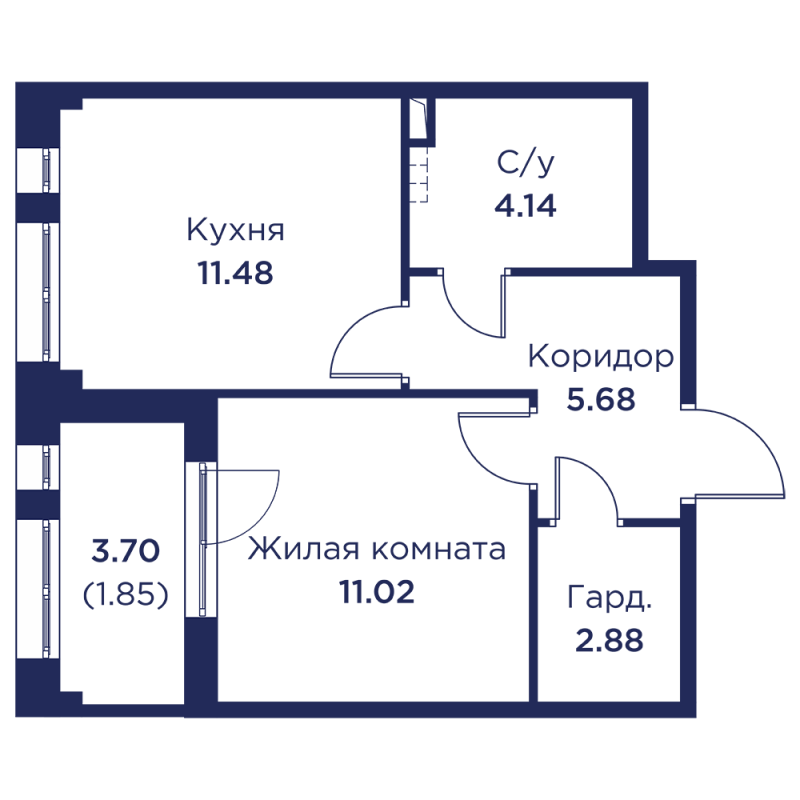 1 ккв 37,1 м²